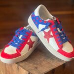 Candace Stellar Sequin Leather Sneakers Red Blue