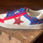 Candace Stellar Sequin Leather Sneakers Red Blue