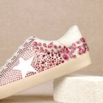 Low Top Lace Up Rhinestone Star Sneaker Pink