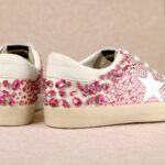 Low Top Lace Up Rhinestone Star Sneaker Pink